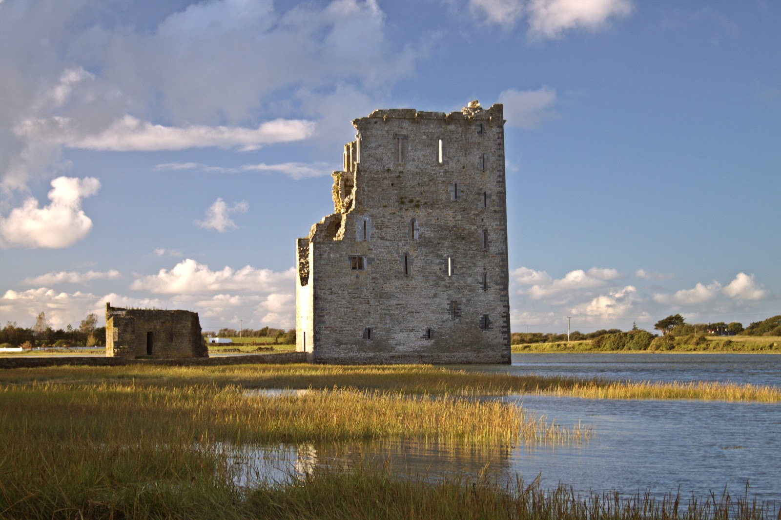 Carrigafoyle Castle in County Kerry. Awarded to William Sandes in return for his part in the Cromwell conquest of Ireland.